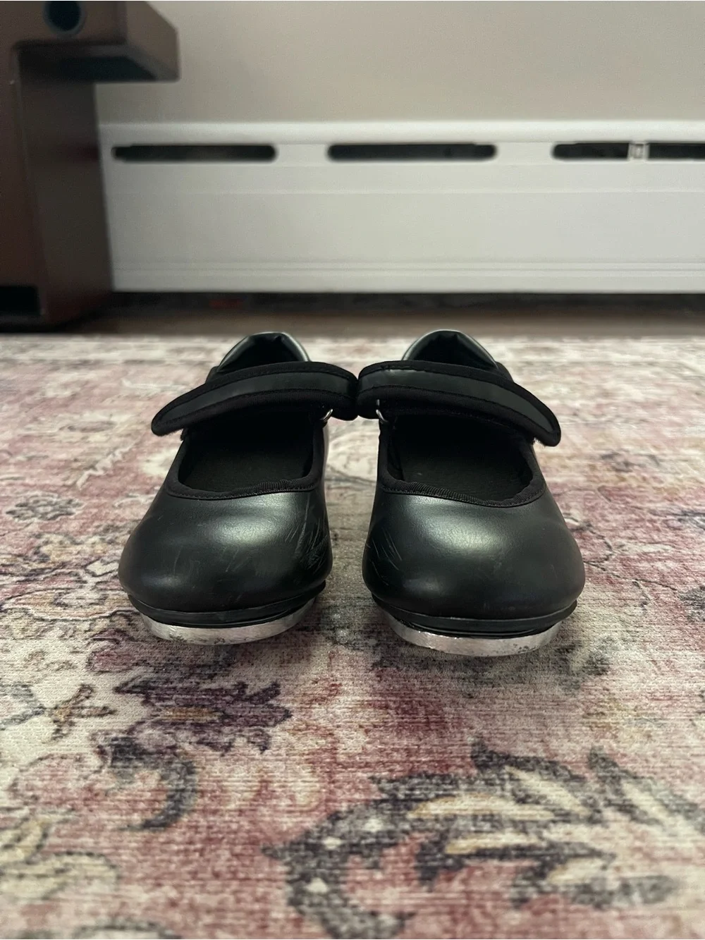 Children's Black Mary Jane Tap Shoes with Velcro Strap